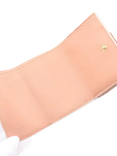 Pre-owned Fendi 2021 Ff Logo Tri-fold Wallet In Pink