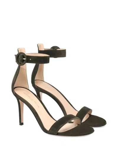Gianvito Rossi Ankle-strap Suede Sandals In Black