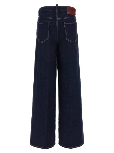 Dsquared2 Dsquared Stretch Denim Traveller Wide Leg Jeans In Blue