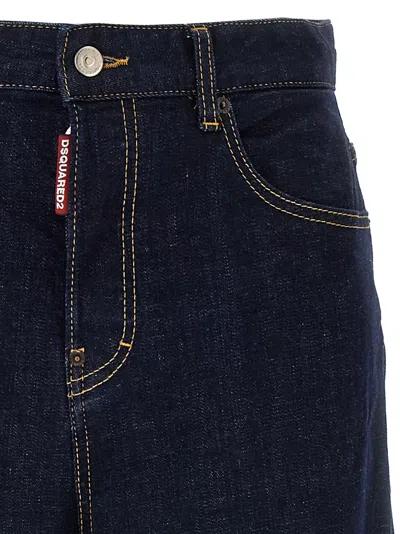 Dsquared2 Dsquared Stretch Denim Traveller Wide Leg Jeans In Blue