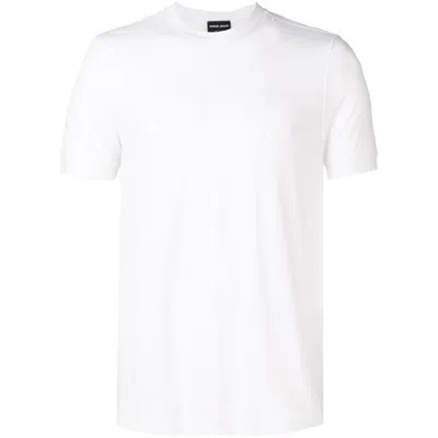 Giorgio Armani Men Stretch Viscose Jersey Crew Neck T-shirt In White