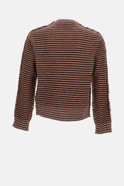 Marni Pink Striped Mohair Sweater In Pink