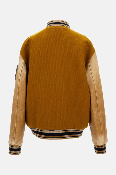 Golden Goose Wool And Leather Bomber Jacket In Brown
