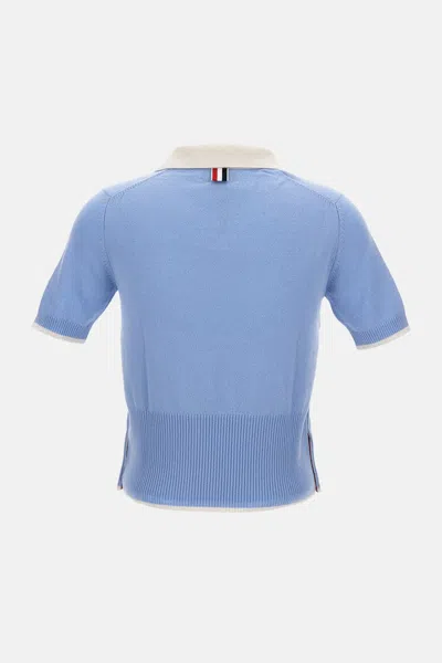 Thom Browne Ribbed-knit Short-sleeve Polo Top