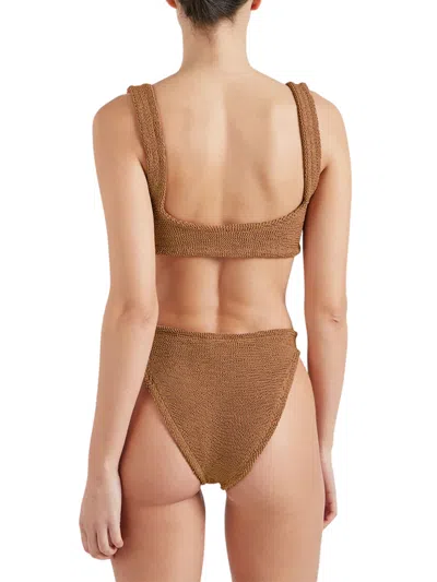Hunza G Xandra Bikini Cocoa Metallic In Brown