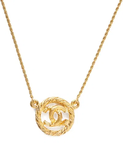 Pre-owned Chanel 1980-1990s Cc Mark Round Necklace In Gold