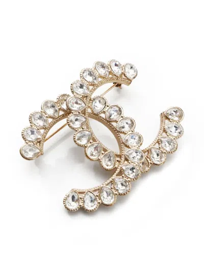 Pre-owned Chanel 2020 Cc Mark Rhinestone Brooch