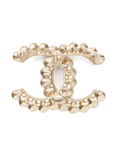 Pre-owned Chanel 2020 Cc Mark Rhinestone Brooch