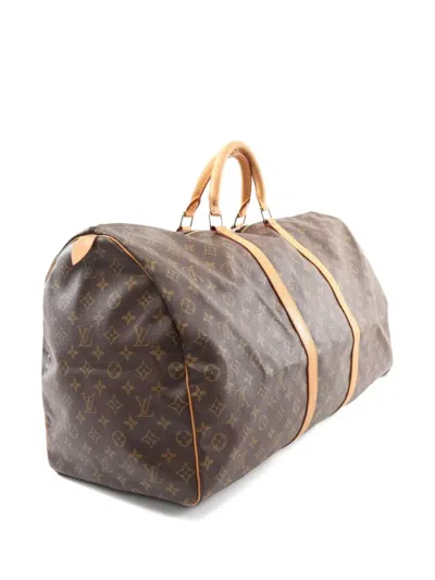 Pre-owned Louis Vuitton 2002 Keepall 60 Monogram Travel Bag In Brown