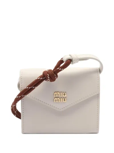 Pre-owned Miu Miu 2010s Leather Coin Purse In White