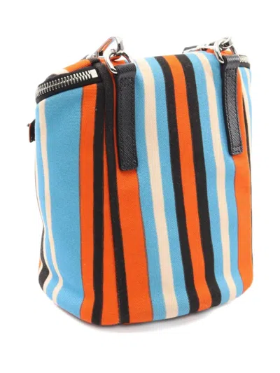 Pre-owned Prada 2010s Striped Canvas Shoulder Bag
