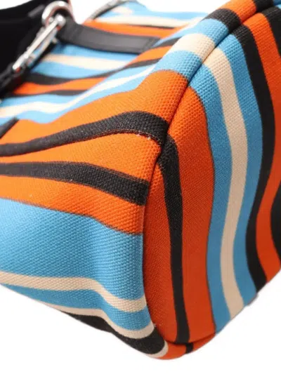 Pre-owned Prada 2010s Striped Canvas Shoulder Bag