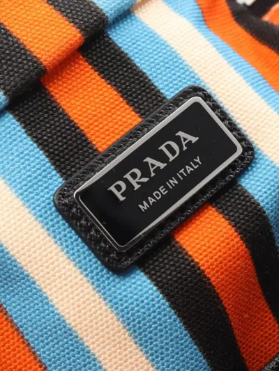 Pre-owned Prada 2010s Striped Canvas Shoulder Bag
