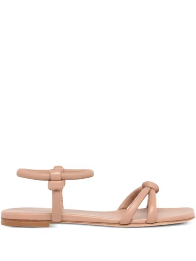 Gianvito Rossi Juno Knotted Leather Flat Sandals In Gold