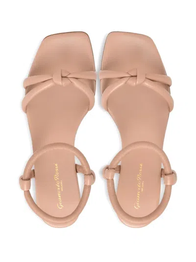 Gianvito Rossi Juno Knotted Leather Flat Sandals In Gold