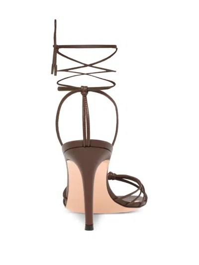 Gianvito Rossi Lace-up Leather Sandals In Brown