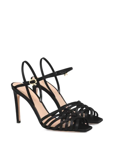 Gianvito Rossi Lattice-strap Heeled Sandals In Black