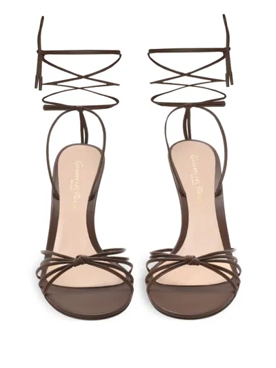 Gianvito Rossi Lace-up Leather Sandals In Brown