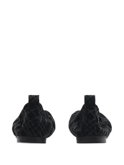 Burberry Suede Ballerina Shoes In Black