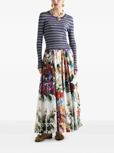 Dolce & Gabbana Floral Gathered Cotton Maxi Skirt
