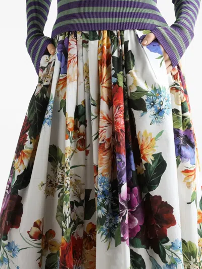 Dolce & Gabbana Floral Gathered Cotton Maxi Skirt