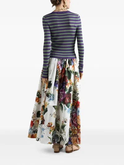 Dolce & Gabbana Floral Gathered Cotton Maxi Skirt