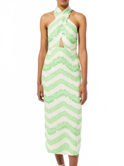 Rhode Paolo Dress In Watercolor Zig Zag In Green