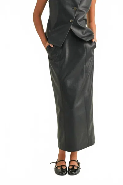Miou Muse Leather Pencil Skirt In Black In Gray