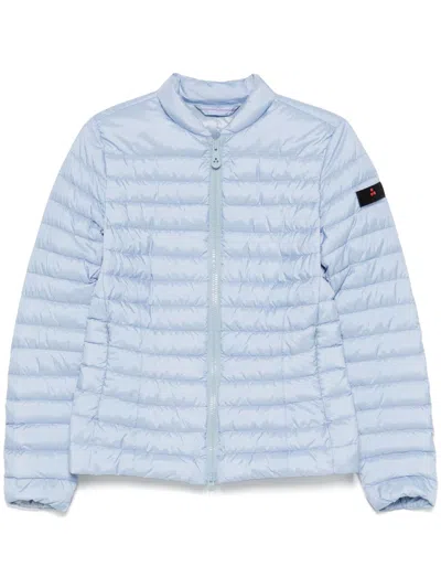 Peuterey Quilted Silver Jacket With Stand-up Collar In Blue