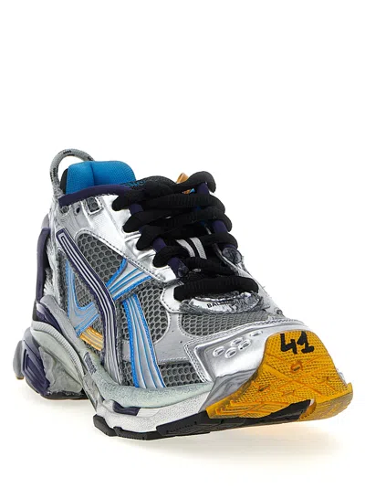 Balenciaga Multicolor Mesh And Rubber Runner Sneakers In Blue