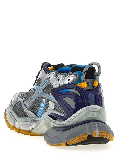 Balenciaga Multicolor Mesh And Rubber Runner Sneakers In Blue