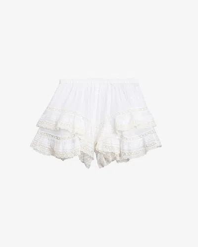 Isabel Marant Étoile Geana Tiered Ruffled Lace-trimmed Cotton-voile Shorts In White