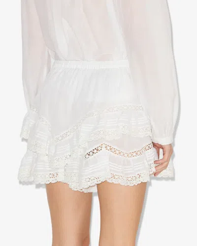 Isabel Marant Étoile Geana Tiered Ruffled Lace-trimmed Cotton-voile Shorts In White