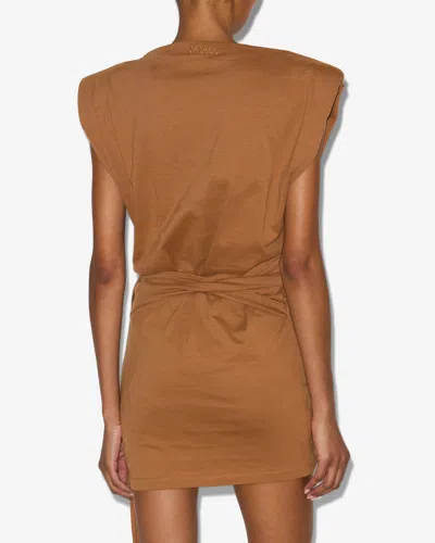 Isabel Marant Padded-shoulder Wrap Mini Dress In Brown