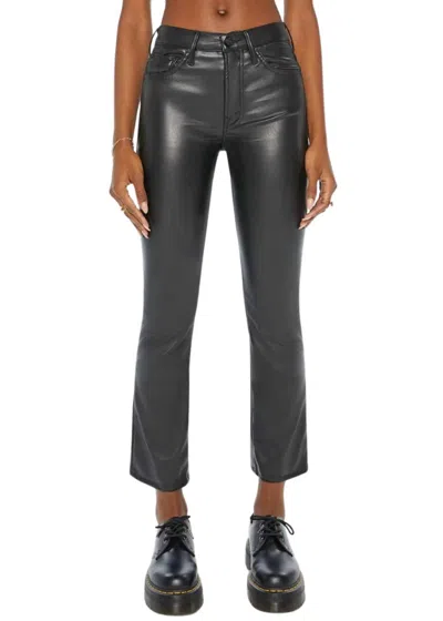 Mother Insider Flood Vegan Leather Pant In Black In Gray