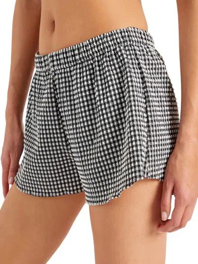 Hunza G Seersucker Gingham Elastic Waistband Shorts