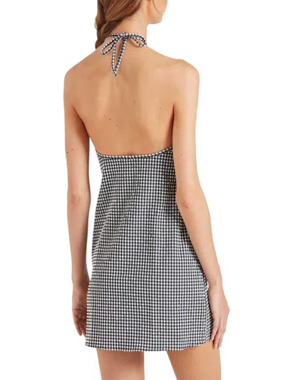 Hunza G Halter Neck A-line Check Dress In Gray