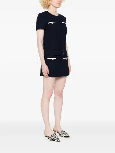 Self-portrait Textured Boucle Mini Dress In Blue