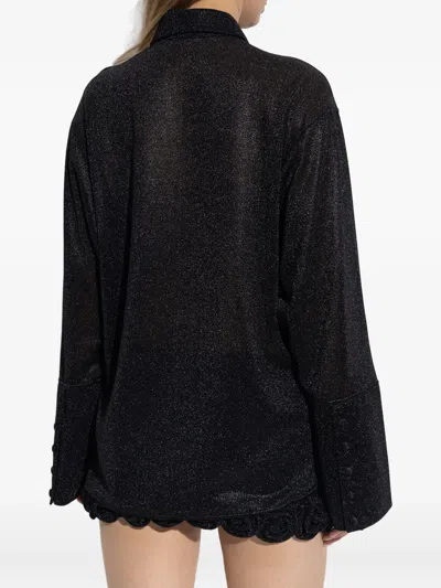 Oseree Sparkling Button-up Shirt In Black