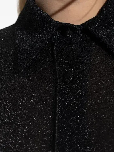 Oseree Sparkling Button-up Shirt In Black