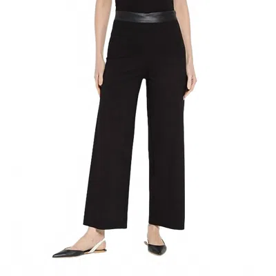 Lyssé Denver Faux Leather Waist Ponte Wide Leg Pants In Black
