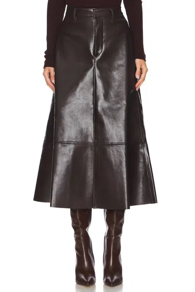 Citizen Of Humanity Cassia Leather Skirt In Chocolate Dark Brown In Brown