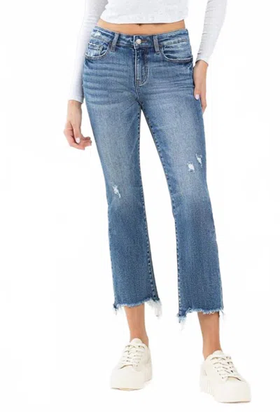 Vervet By Flying Monkey Vervet Mid Rise Ankle Cropped Jean In Medium Wash In Blue