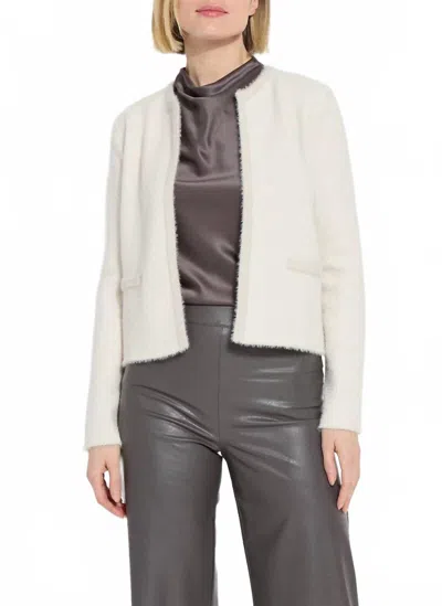 Lyssé Kathy Cardigan Jacket In Winter Diagonal In White