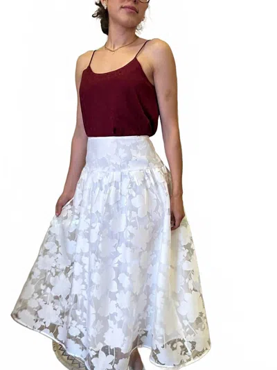 Blu Pepper Floral Organza Midi Skirt In Ivory In White