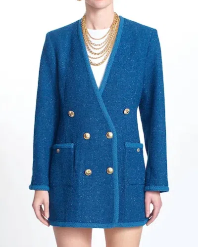 Corey Lynn Calter Kinsley Tweed Suit Dress In Sea Blue In Blue