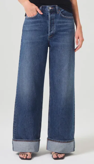 Agolde Dame High Rise Wide Leg Jeans In Control In Blue