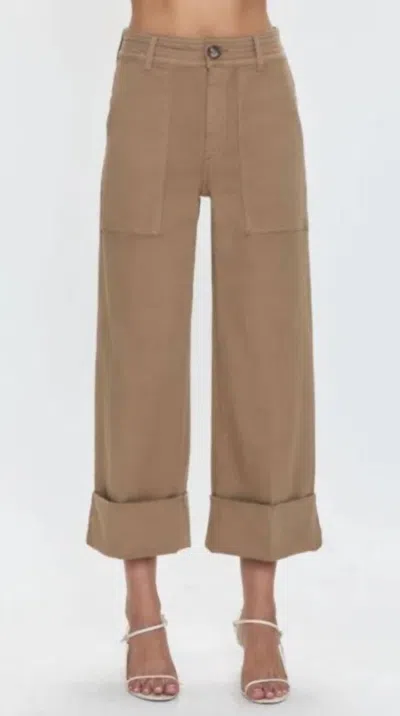 Pistola Maya Cuffed Hem Wide Leg Pants In Biscuit In Brown