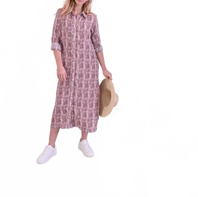 Pero New York Olivia Dress In Mauve Stripe
