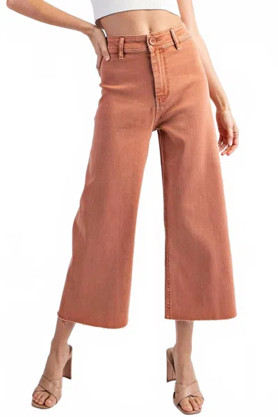 Eesome Straight Leg Cropped Pants In Salmon Mineral Washed In Brown